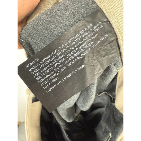 THEORY Treeca 4K Double Knit Beige‎ Stretch Ponte Ankle Crop Pants Size 2 - Picture 6 of 8